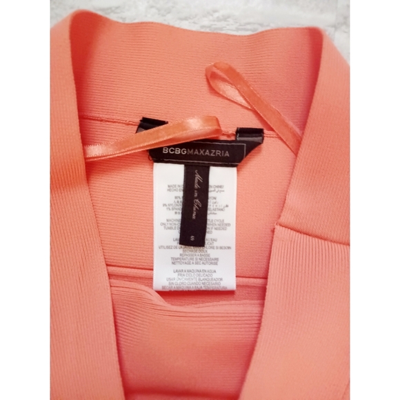 BCBGMaxAzria Simone Power Bandage Mini Skirt - Neon Orange - Picture 6 of 10